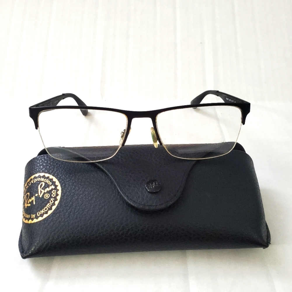 RAY BAN RB 6335 2503 54/17/145 BLACK HALF RIMLESS EYEGLASSES FRAME